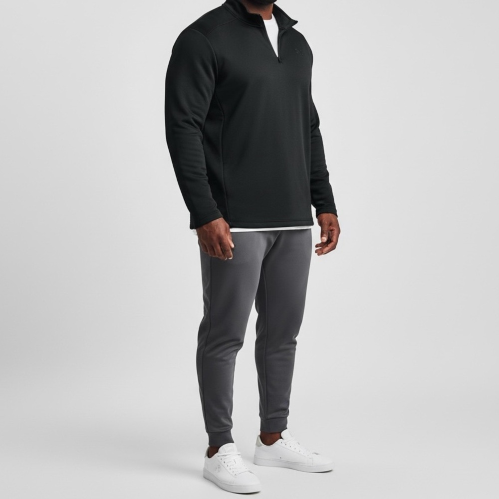 Under Armour Black Quarter Zip Pullover 3XL Loose Fit Fleece Lined